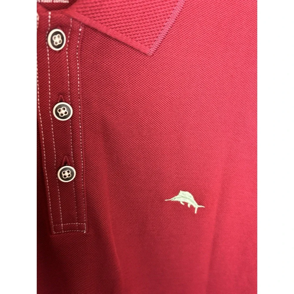 Tommy Bahama Mens Polo Shirt LG Red Solid Short Sleeve Pima Cotton Blend